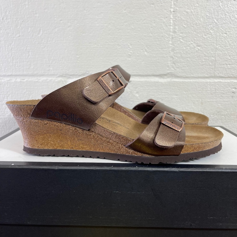 Birkenstock Papillio Dorothy Wedge Sandals Brown Leather Women's 40 EU/9 US